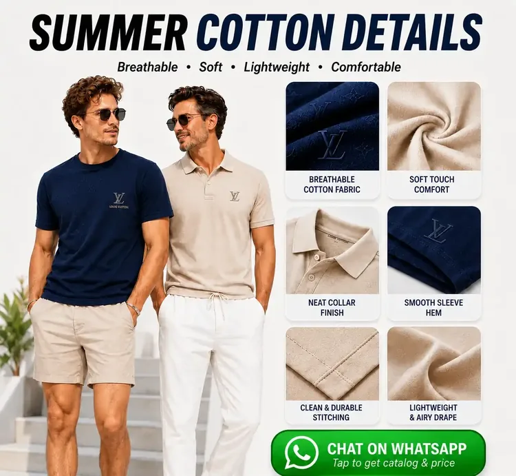 Summer cotton details and breathable fabric quality